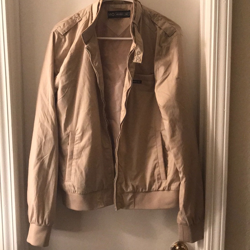 Tan Members Only vintage bomber jacket